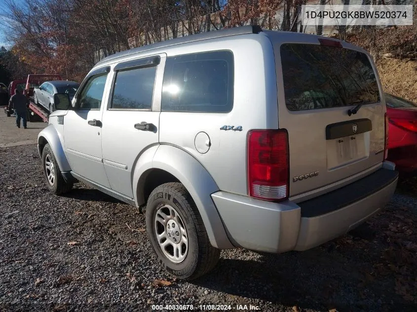 2011 Dodge Nitro Se VIN: 1D4PU2GK8BW520374 Lot: 40830678