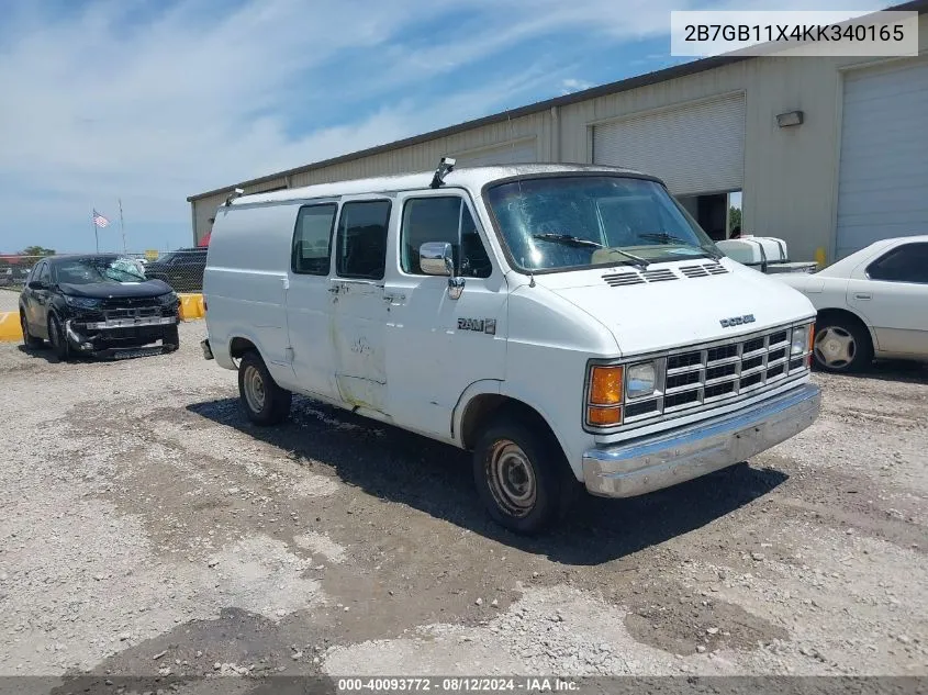 2B7GB11X4KK340165 1989 Dodge Ram Van B150