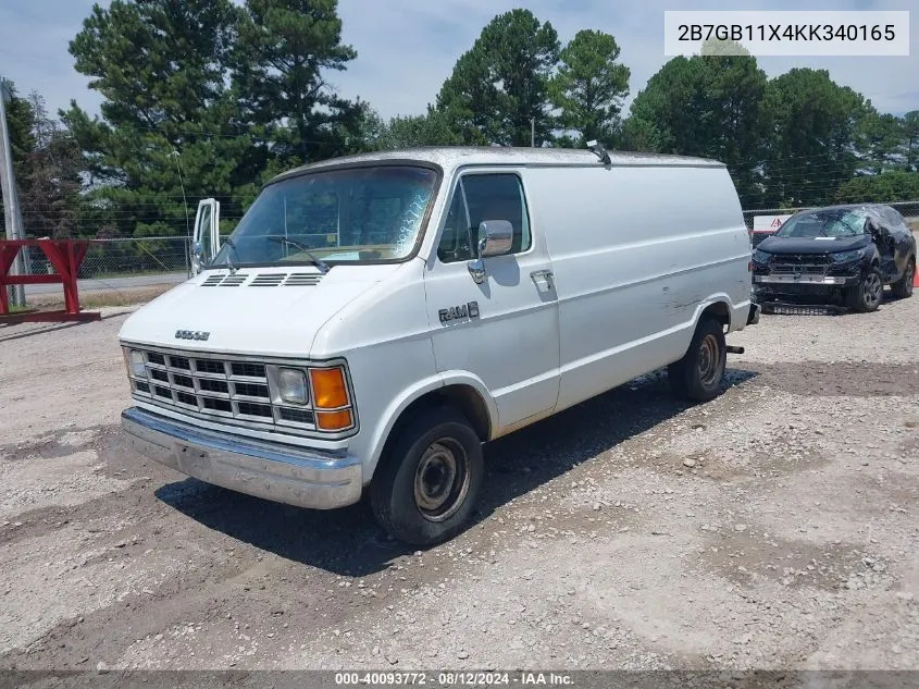 2B7GB11X4KK340165 1989 Dodge Ram Van B150