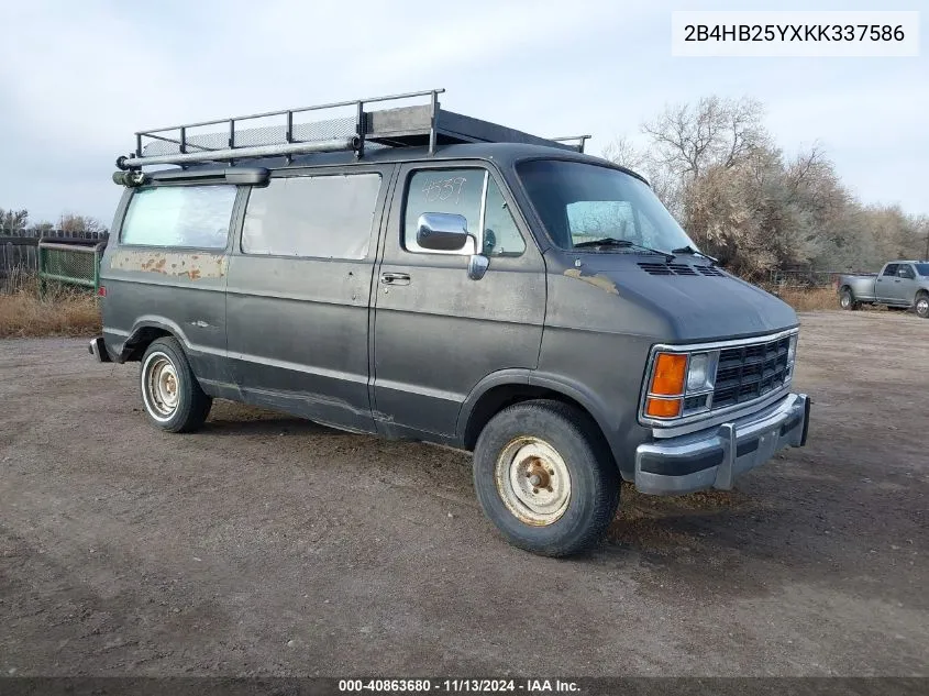 1989 Dodge Ram Wagon B250 VIN: 2B4HB25YXKK337586 Lot: 40863680