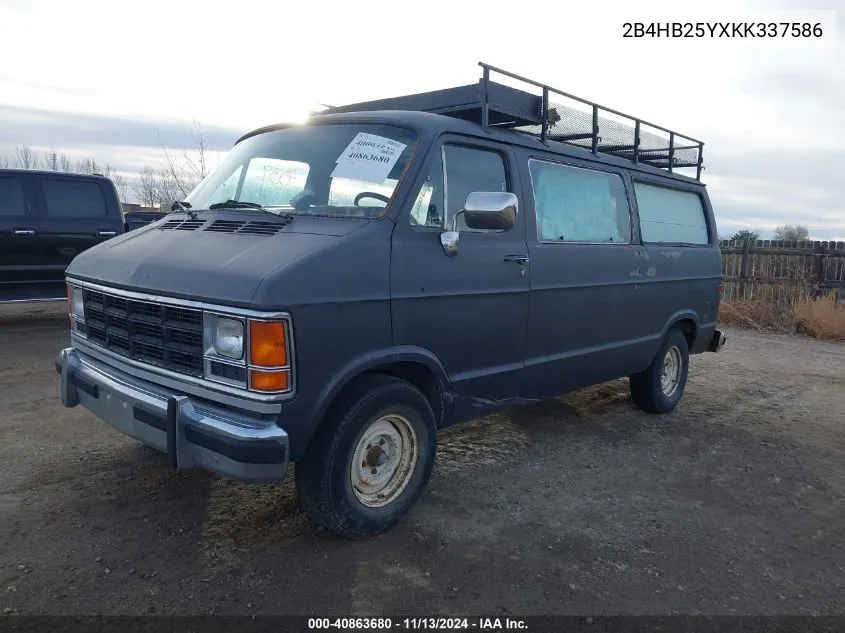 1989 Dodge Ram Wagon B250 VIN: 2B4HB25YXKK337586 Lot: 40863680