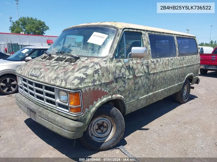 1990 Dodge Ram Wagon B250 VIN: 2B4HB25Y5LK736522 Lot: 39769485