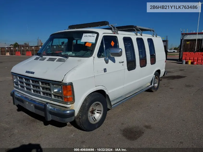 1990 Dodge Ram Van B250 VIN: 2B6HB21Y1LK763486 Lot: 40658698