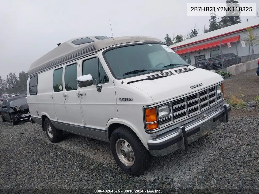 1992 Dodge Ram Van B250 VIN: 2B7HB21Y2NK110325 Lot: 40264575