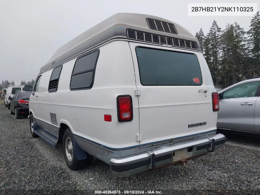 1992 Dodge Ram Van B250 VIN: 2B7HB21Y2NK110325 Lot: 40264575