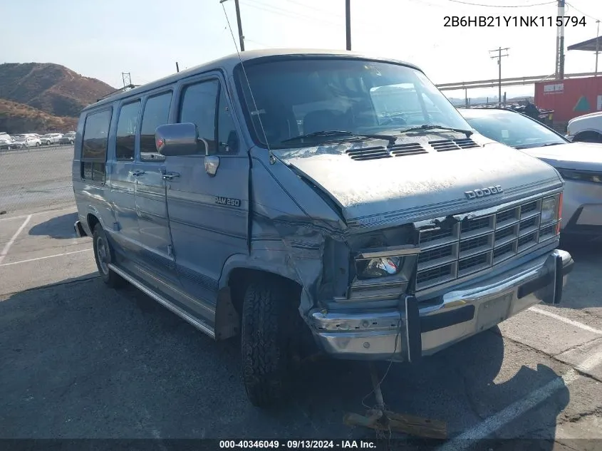 2B6HB21Y1NK115794 1992 Dodge Ram Van B250