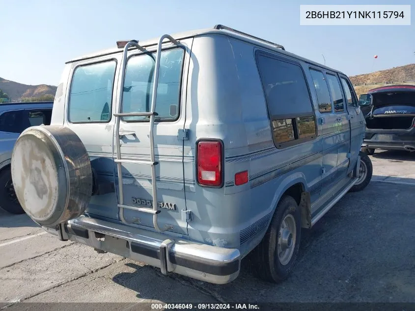 1992 Dodge Ram Van B250 VIN: 2B6HB21Y1NK115794 Lot: 40346049