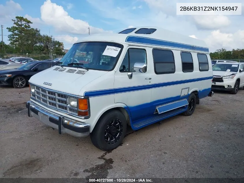 2B6KB31Z2NK154947 1992 Dodge Ram Van B350