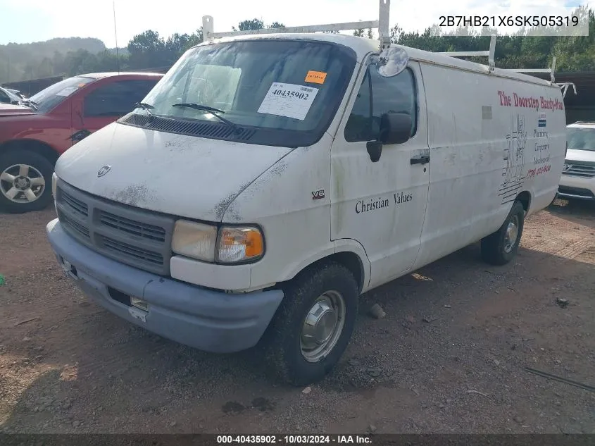 1995 Dodge Ram Van B2500 VIN: 2B7HB21X6SK505319 Lot: 40435902