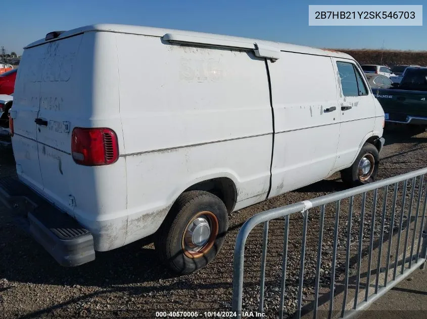 1995 Dodge Ram Van B2500 VIN: 2B7HB21Y2SK546703 Lot: 40570005