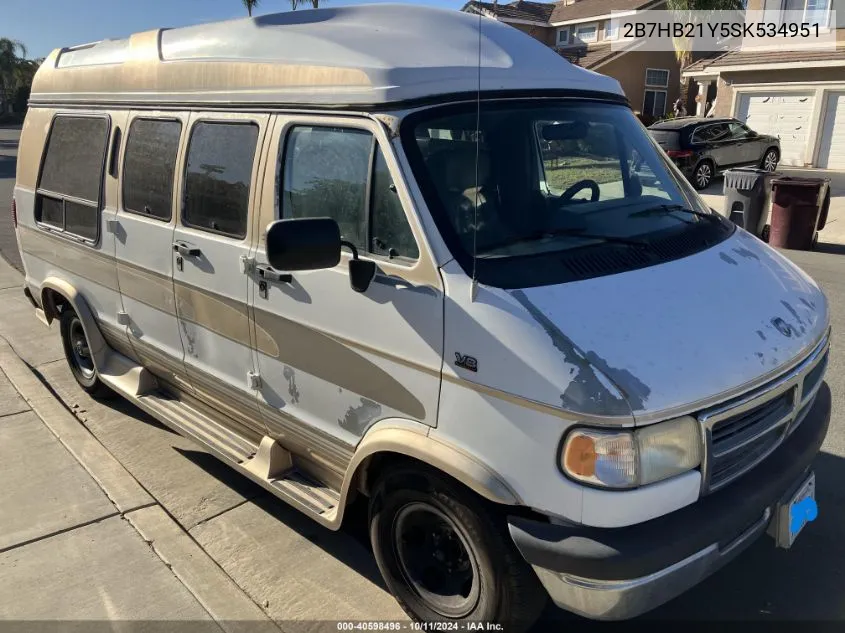 1995 Dodge Ram Van B2500 VIN: 2B7HB21Y5SK534951 Lot: 40598496