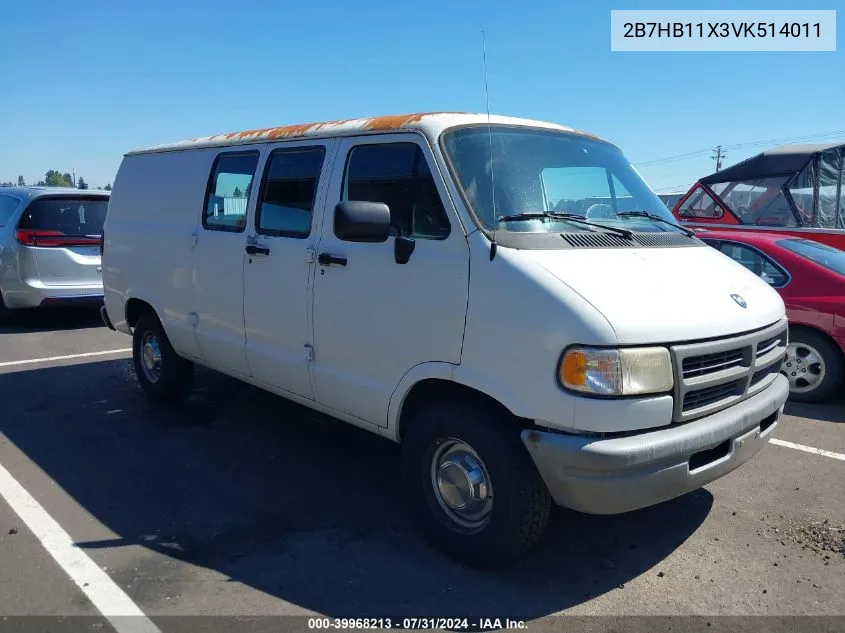 1997 Dodge Ram Van 1500 Commercial VIN: 2B7HB11X3VK514011 Lot: 39968213