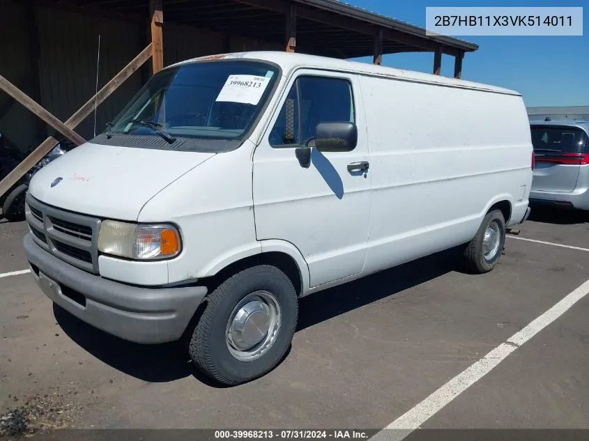 1997 Dodge Ram Van 1500 Commercial VIN: 2B7HB11X3VK514011 Lot: 39968213