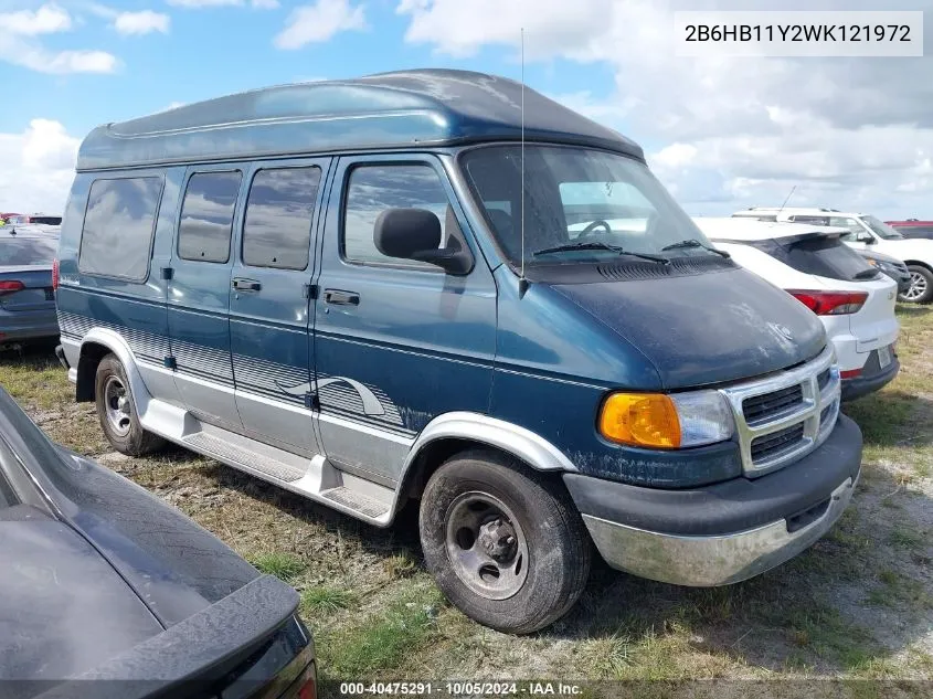 1998 Dodge Ram Van B1500 VIN: 2B6HB11Y2WK121972 Lot: 40475291