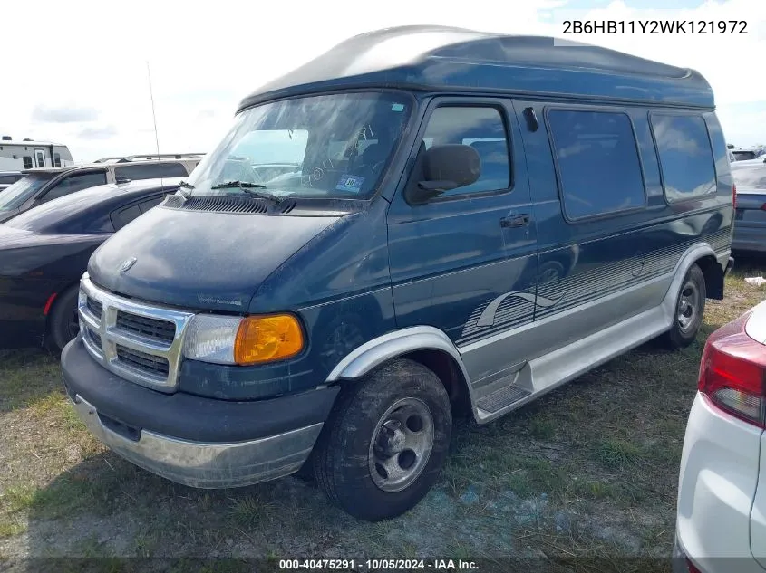 1998 Dodge Ram Van B1500 VIN: 2B6HB11Y2WK121972 Lot: 40475291