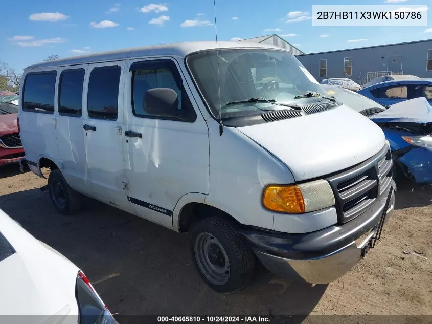 1998 Dodge Ram Van 1500 B1500 VIN: 2B7HB11X3WK150786 Lot: 40665810