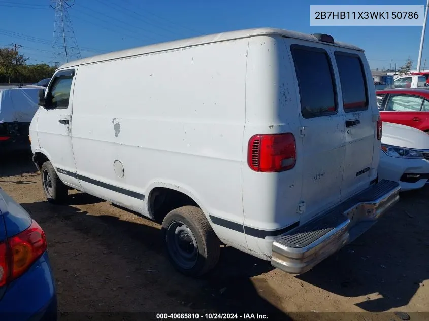 1998 Dodge Ram Van 1500 B1500 VIN: 2B7HB11X3WK150786 Lot: 40665810