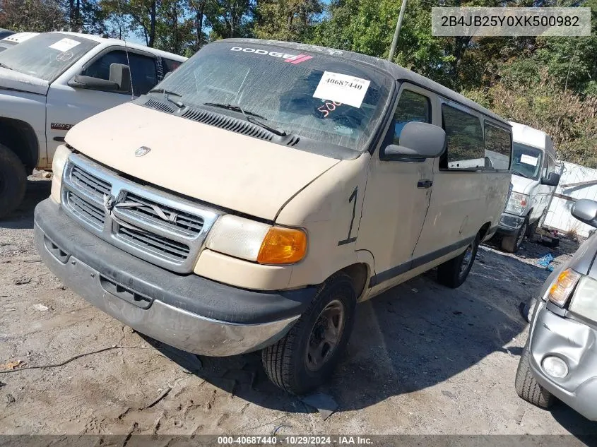 1999 Dodge Ram Wagon 2500 VIN: 2B4JB25Y0XK500982 Lot: 40687440