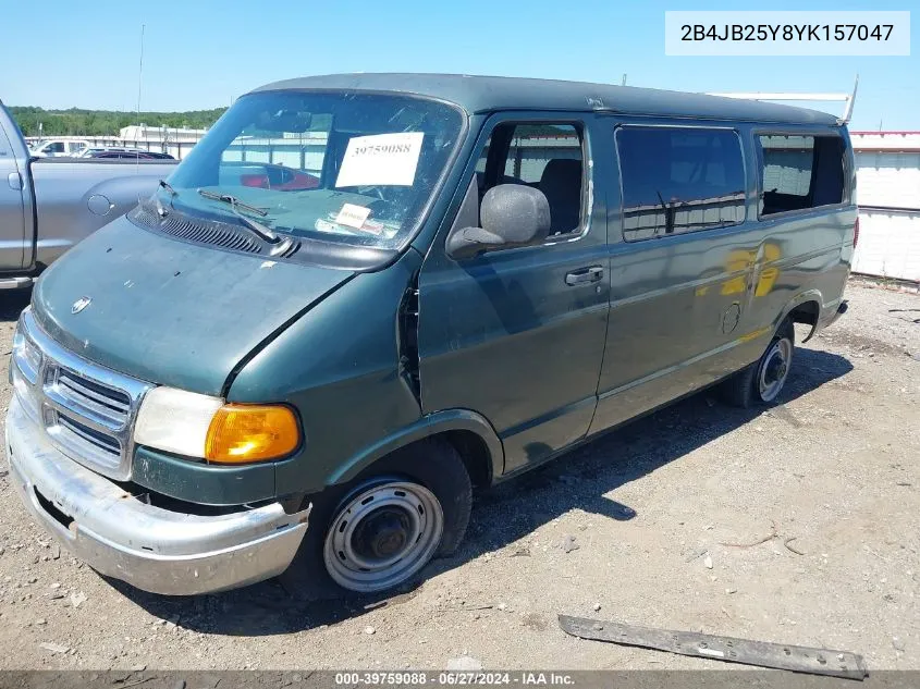 2000 Dodge Ram Wagon 2500 VIN: 2B4JB25Y8YK157047 Lot: 39759088