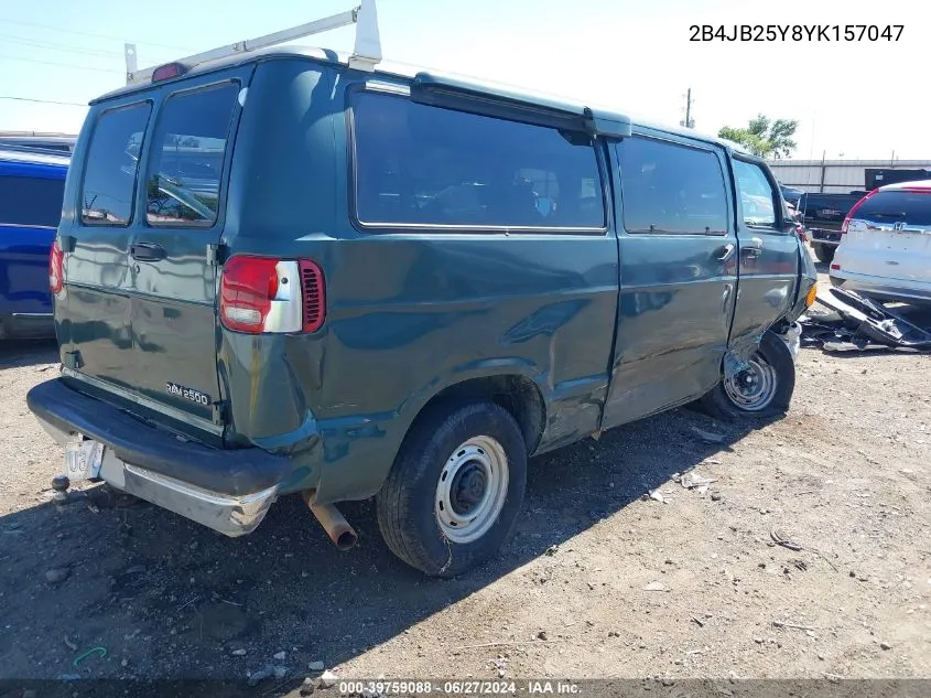 2000 Dodge Ram Wagon 2500 VIN: 2B4JB25Y8YK157047 Lot: 39759088