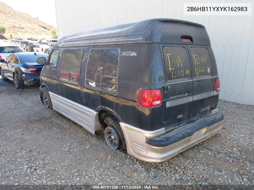 2000 Dodge Ram Van 1500 Conversion VIN: 2B6HB11YXYK162983 Lot: 40701339