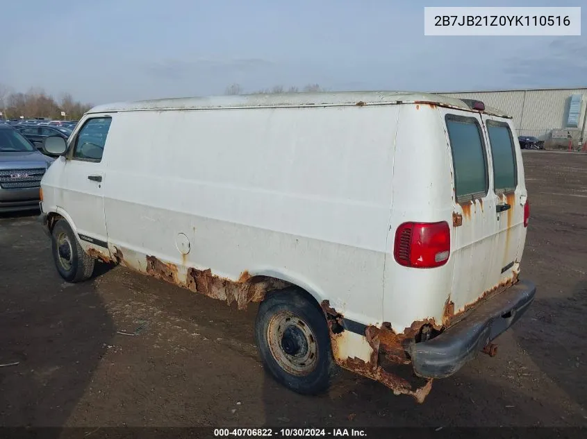 2000 Dodge Ram Van 2500 Conversion VIN: 2B7JB21Z0YK110516 Lot: 40706822