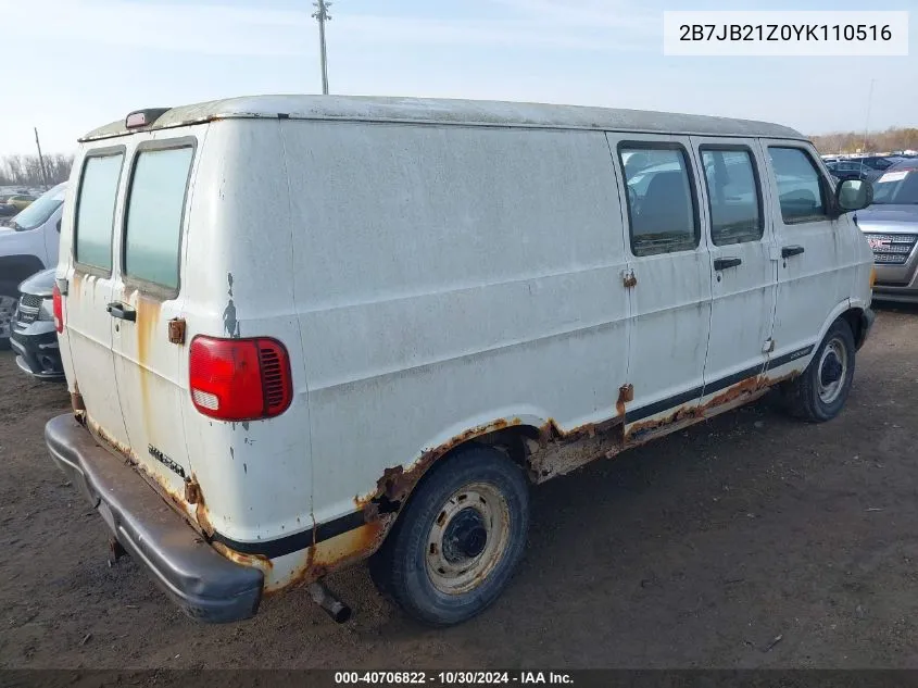 2000 Dodge Ram Van 2500 Conversion VIN: 2B7JB21Z0YK110516 Lot: 40706822