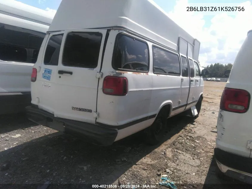 2001 Dodge Ram Van VIN: 2B6LB31Z61K526756 Lot: 40215536