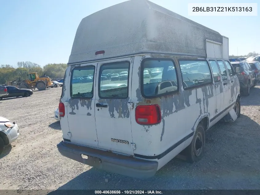 2001 Dodge Ram Van VIN: 2B6LB31Z21K513163 Lot: 40638656