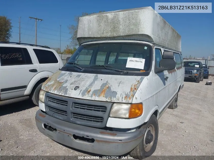 2001 Dodge Ram Van VIN: 2B6LB31Z21K513163 Lot: 40638656