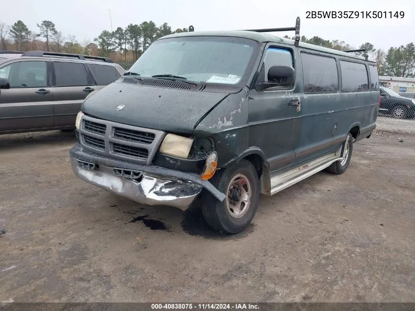 2001 Dodge Ram Wagon 3500 VIN: 2B5WB35Z91K501149 Lot: 40838075