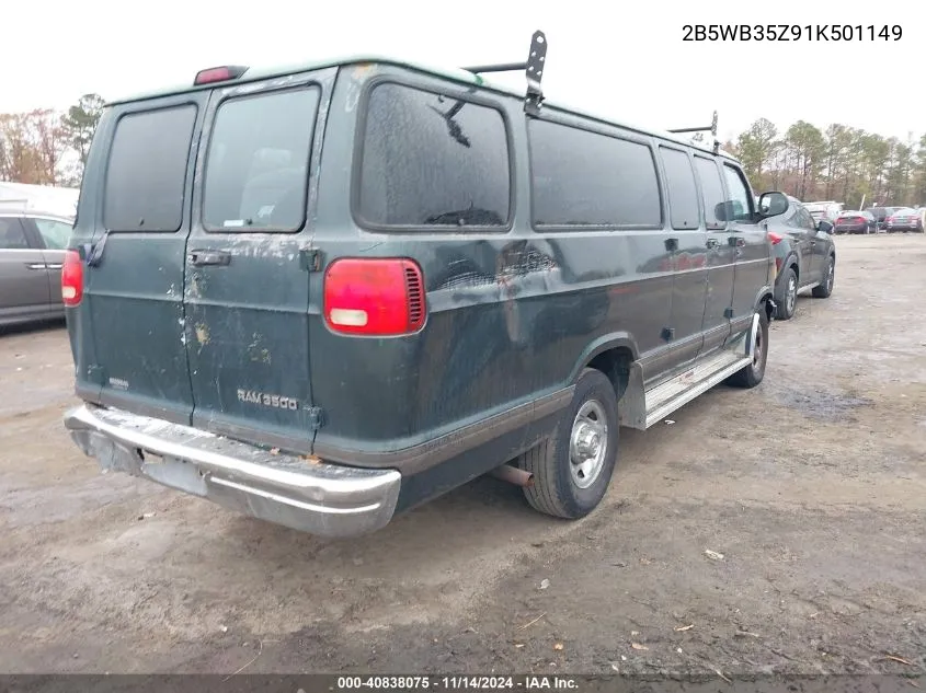 2001 Dodge Ram Wagon 3500 VIN: 2B5WB35Z91K501149 Lot: 40838075