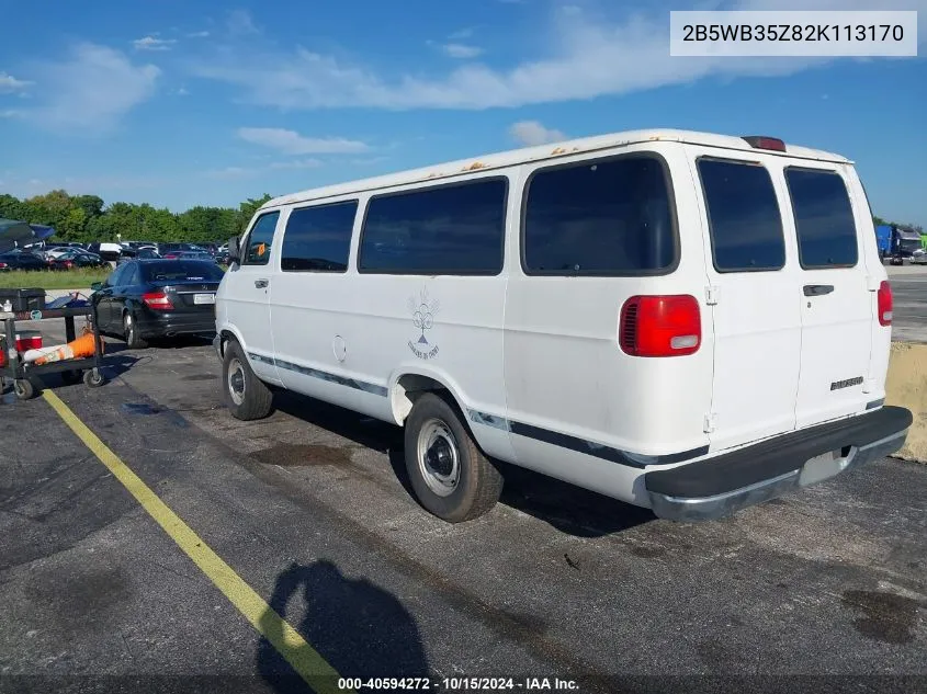 2002 Dodge Ram Wagon 3500 VIN: 2B5WB35Z82K113170 Lot: 40594272