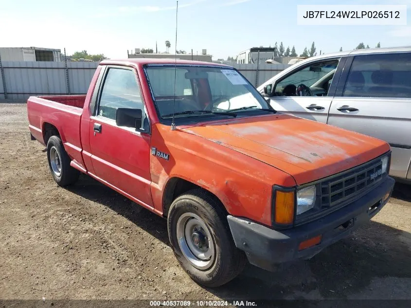 1990 Dodge Ram 50 VIN: JB7FL24W2LP026512 Lot: 40537089