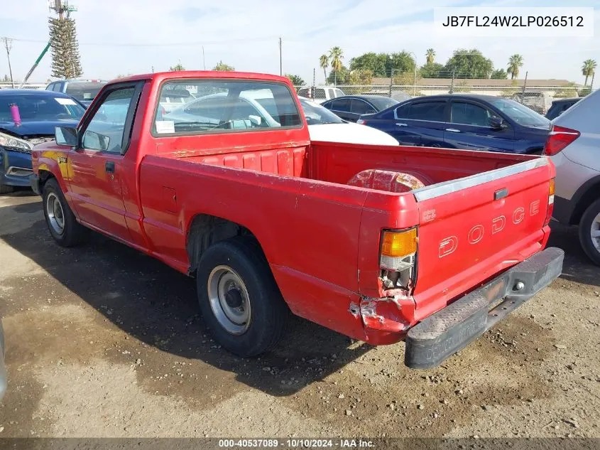 1990 Dodge Ram 50 VIN: JB7FL24W2LP026512 Lot: 40537089