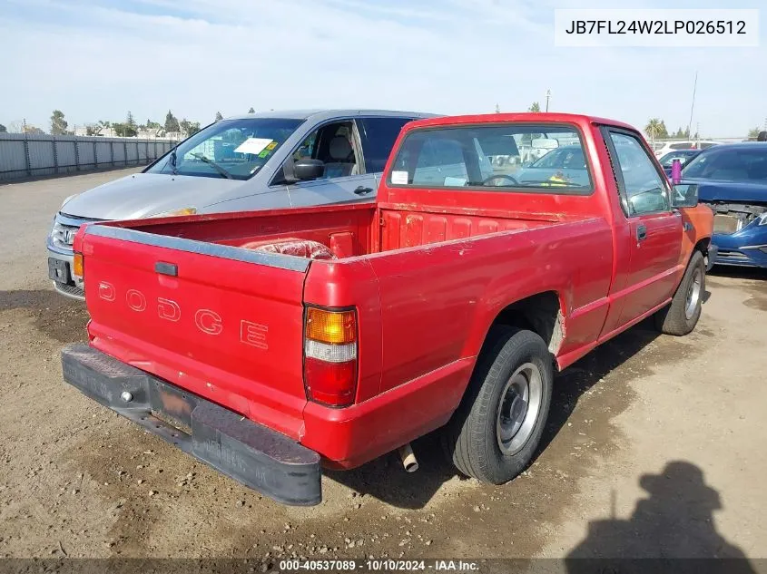 1990 Dodge Ram 50 VIN: JB7FL24W2LP026512 Lot: 40537089