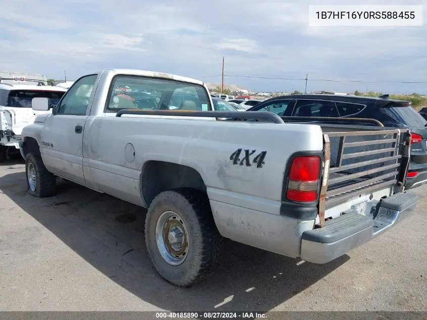 1994 Dodge Ram 1500 VIN: 1B7HF16Y0RS588455 Lot: 40185890