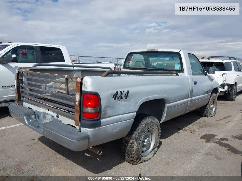 1994 Dodge Ram 1500 VIN: 1B7HF16Y0RS588455 Lot: 40185890