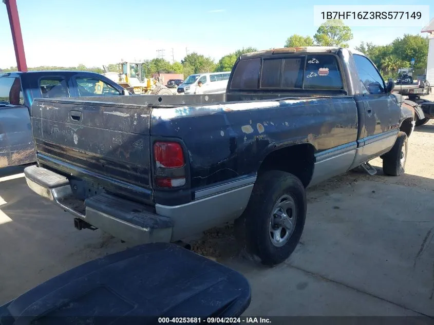 1994 Dodge Ram 1500 VIN: 1B7HF16Z3RS577149 Lot: 40253681