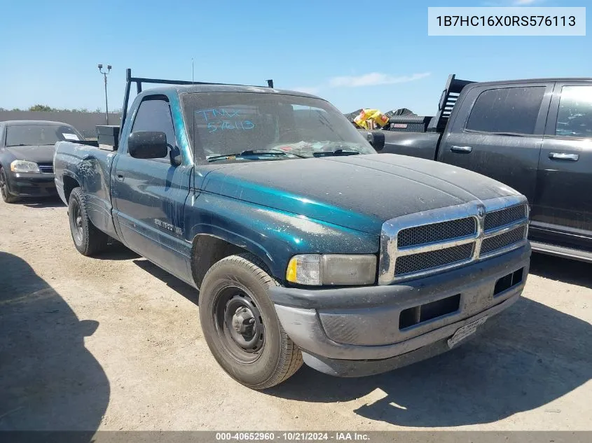 1994 Dodge Ram 1500 VIN: 1B7HC16X0RS576113 Lot: 40652960