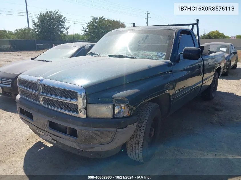 1994 Dodge Ram 1500 VIN: 1B7HC16X0RS576113 Lot: 40652960