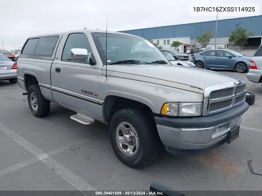 1995 Dodge Ram 1500 VIN: 1B7HC16ZXSS114925 Lot: 39401589