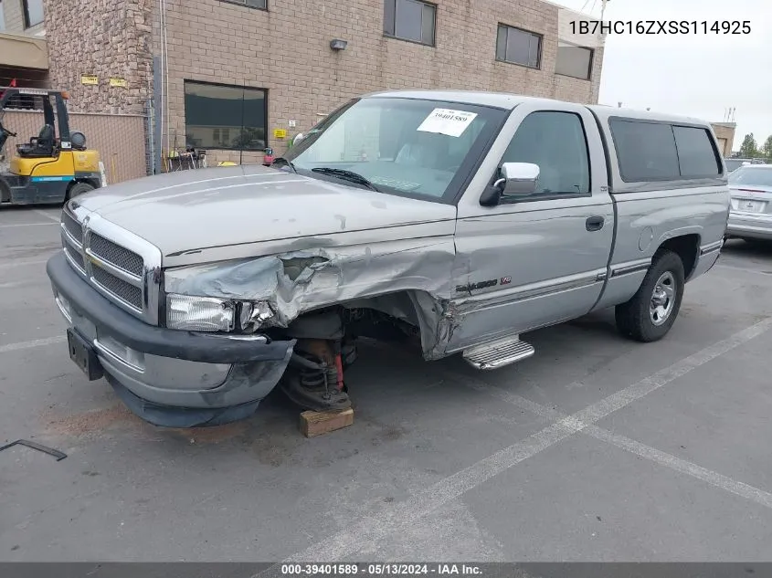 1995 Dodge Ram 1500 VIN: 1B7HC16ZXSS114925 Lot: 39401589