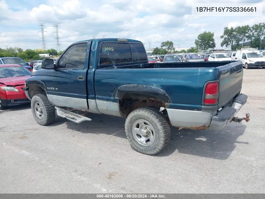 1995 Dodge Ram 1500 VIN: 1B7HF16Y7SS336661 Lot: 40163008