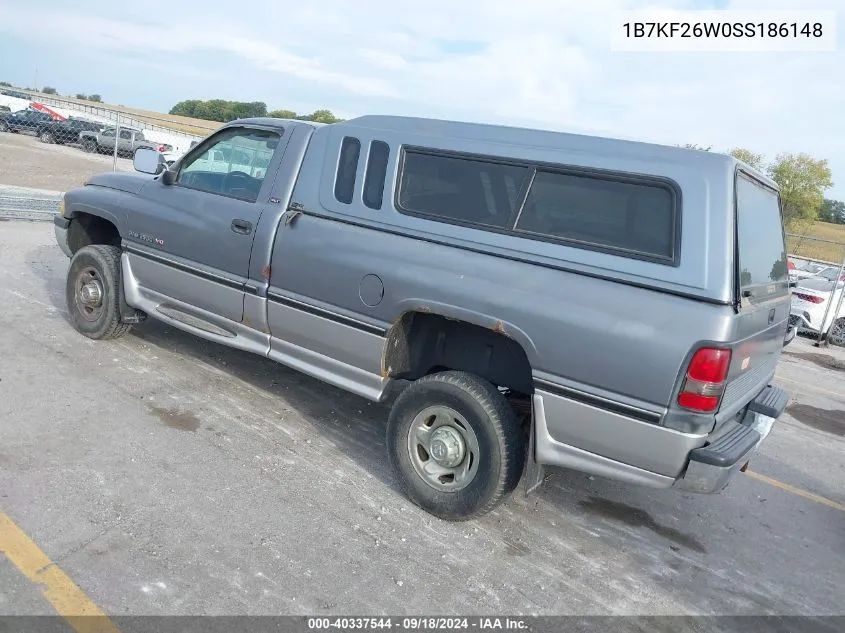 1995 Dodge Ram 2500 VIN: 1B7KF26W0SS186148 Lot: 40337544