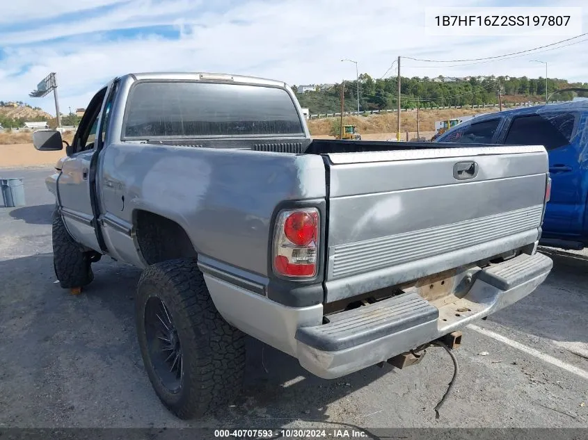 1995 Dodge Ram 1500 VIN: 1B7HF16Z2SS197807 Lot: 40707593