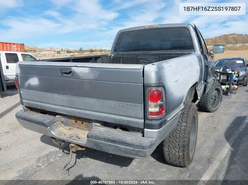 1995 Dodge Ram 1500 VIN: 1B7HF16Z2SS197807 Lot: 40707593