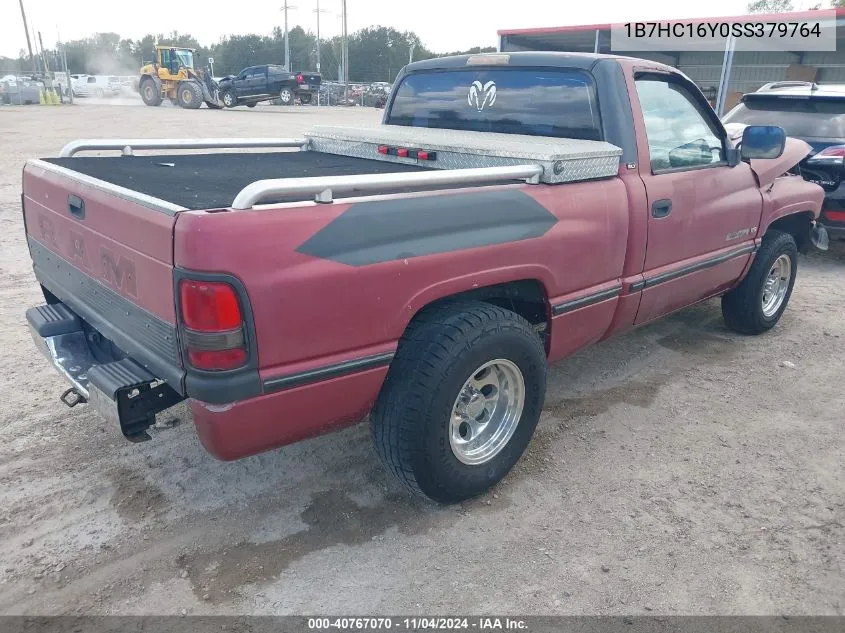 1995 Dodge Ram 1500 VIN: 1B7HC16Y0SS379764 Lot: 40767070