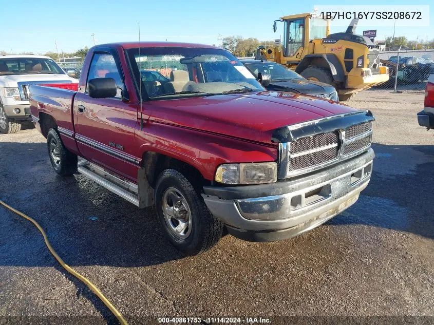 1995 Dodge Ram 1500 VIN: 1B7HC16Y7SS208672 Lot: 40861753