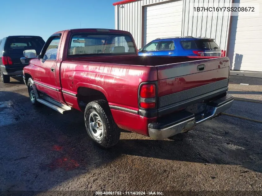 1995 Dodge Ram 1500 VIN: 1B7HC16Y7SS208672 Lot: 40861753